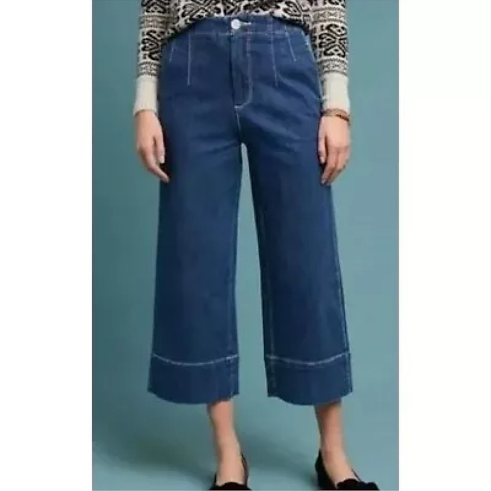 ✅ANTHROPOLOGIE Pilcro Ultra High Rise Cropped Wide Flare Jeans size 29